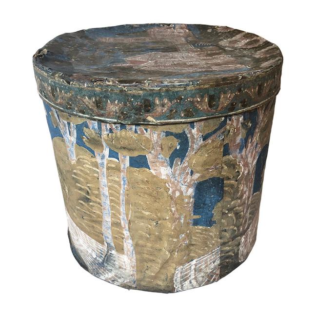 19th C. Wallpaper Box With Birds